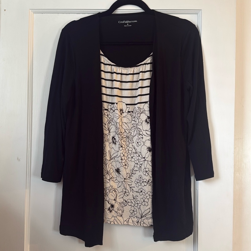 🌻 Croft and Barrow Attached Cardigan 3/4 Sleeve Top
